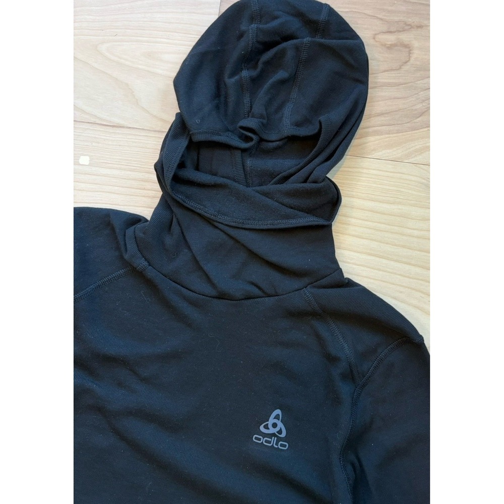 Odlo The Active Warm Baselayer With Facemask Black Lightweight Running Hoodie S - Picture 2 of 7